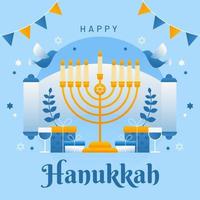fiesta judía tradicional con elementos de menorah y hanukkah vector