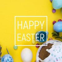 Colorful background with Easter eggs background. Happy Easter concept. Can be used as poster, background, holiday card photo