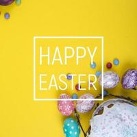 Colorful background with Easter eggs background. Happy Easter concept. Can be used as poster, background, holiday card photo