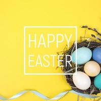 Fondo de colores con fondo de huevos de Pascua. concepto de feliz pascua. se puede utilizar como póster, fondo, tarjeta navideña foto
