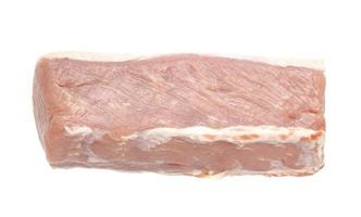 Fresh pink piece of raw pork meat, chop on white background. Studio Photo