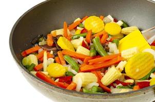 Mix of seasonal vegetables in frying pan. Studio Photo