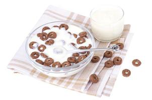 Diet food. Dry rice rings with natural yogurt. Studio Photo