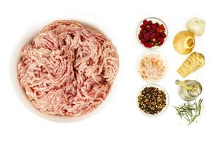 Raw fresh minced mixed meat. Studio Photo