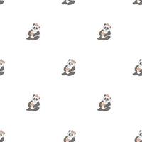 Hand drawn cute animals. Seamless pattern. Panda, cupcake with candle. White background. Vector. vector