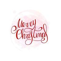 Merry Christmas. Red Handwritten lettering on a pink watercolor background. New Year 2022.