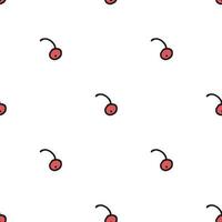 Seamless pattern. Doodle style hand drawn. Nature elements. Vector illustration. Red cranberry on a white background.