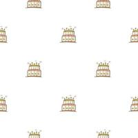 Hand drawn seamless pattern. Doodle style. Festive elements. Cake with candles. White background. Vector. vector