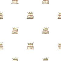 Hand drawn seamless pattern. Doodle style. Festive elements. Cake with candles. White background. Vector. vector