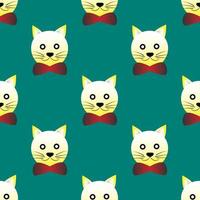 vector illustration of cat animal face design in yellow color. green background. Seamless pattern designs for wallpapers, backdrops, covers, paper cut, stickers and prints on fabric.