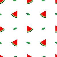 seamless pattern vector illustration of red watermelon fruit design and green leaves. white background. design for wallpaper,backdrop and print on fabric. modern templates