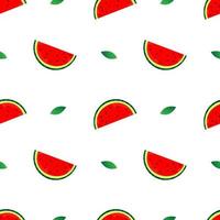seamless pattern vector illustration of red watermelon fruit design and green leaves. white background. design for wallpaper,backdrop and print on fabric. modern templates
