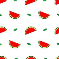 seamless pattern vector illustration of red watermelon fruit design and green leaves. white background. design for wallpaper,backdrop and print on fabric. modern templates