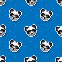 Ilustración vectorial del diseño de la cara animal del oso panda. fondo azul. diseños de patrones sin fisuras para fondos de pantalla, fondos, cubiertas, corte de papel, pegatinas e impresiones en tela. vector