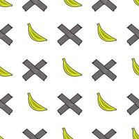 seamless pattern yellow banana fruit design and duct tape. white background. design for wallpaper, backdrop, cover, sale, sticker and graphic design. vector illustration