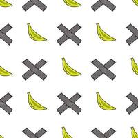 seamless pattern yellow banana fruit design and duct tape. white background. design for wallpaper, backdrop, cover, sale, sticker and graphic design. vector illustration