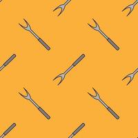 seamless pattern illustration design fork is unique and simple. . orange background. for kitchen appliance icons, food wallpapers and can be printed on fabric. modern flat design. vector