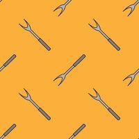 seamless pattern illustration design fork is unique and simple. . orange background. for kitchen appliance icons, food wallpapers and can be printed on fabric. modern flat design. vector