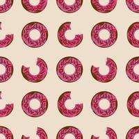 seamless pattern donuts cake design.pink background. food design for wallpaper, backdrop, cover, sale, shop and graphic design. vector illustration