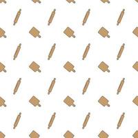 seamless pattern design illustration of cutting and rolling dough. brown texture. white background. for kitchen appliance icon, food wallpaper and can be printed in the fabric. modern flat design. vector