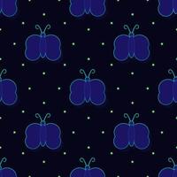 Vector butterfly and small star design illustration in bright green color. dark background. Seamless pattern designs for wallpapers, backdrops, covers, paper cut, stickers and prints on fabric.