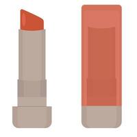 Nude pink lipstick with translucent lid icon. Flat vector illustration
