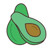 Avocado linear icon with filling. Half an avocado. Flat vector illustration