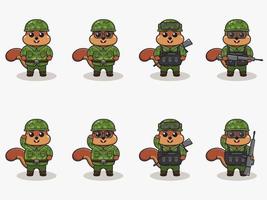 Cute Squirrel Army cartoon vector