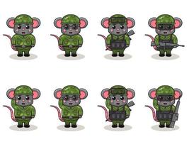 Cute Mouse Army cartoon vector