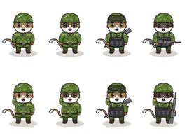 Cute Cat Army cartoon. vector