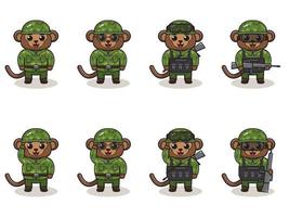 Cute Monkey Army cartoon vector