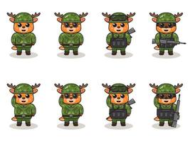 Cute Deer Army cartoon. vector
