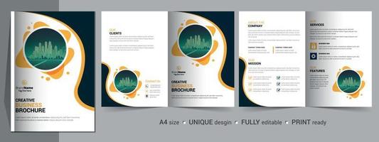 Corporate Bifold Brochure Template, Catalog, Booklet Template Design. vector