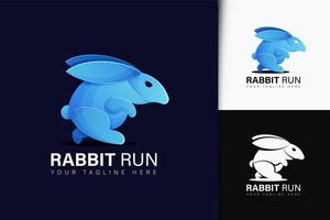 Colorful gradient rabbit run logo vector