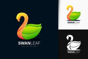 Swan and leaf logo design with gradient vector