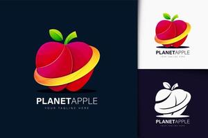 diseño de logotipo de planeta manzana con degradado vector