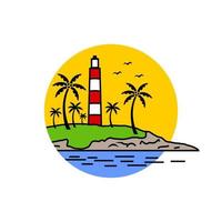 Kerala Light House y vista al mar color dibujo vectorial vector