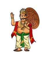 Kerala Onam Festival Mahabali also kown Maveli in White Background vector
