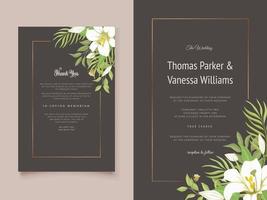 Beautifull Wedding Invitation Card with Liliy Flowers vector