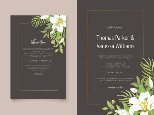 Beautifull Wedding Invitation Card with Liliy Flowers