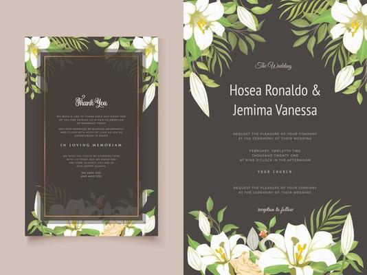 Beautifull Wedding Invitation Card with Liliy Flowers