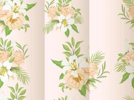 Beautifull Seamless Pattern Design with Lily Flowers Vector