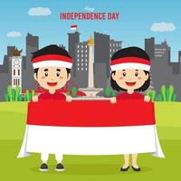 fondo plano del día de la independencia de indonesia vector