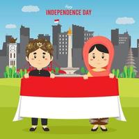 fondo plano del día de la independencia de indonesia vector