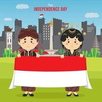 fondo plano del día de la independencia de indonesia vector