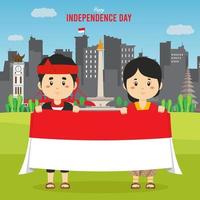 Flat Indonesia Independence Day Background vector