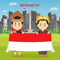 Flat Indonesia Independence Day Background vector