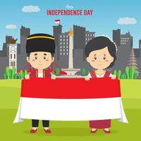 fondo plano del día de la independencia de indonesia vector