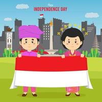 Flat Indonesia Independence Day Background vector