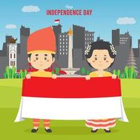 Flat Indonesia Independence Day Background vector